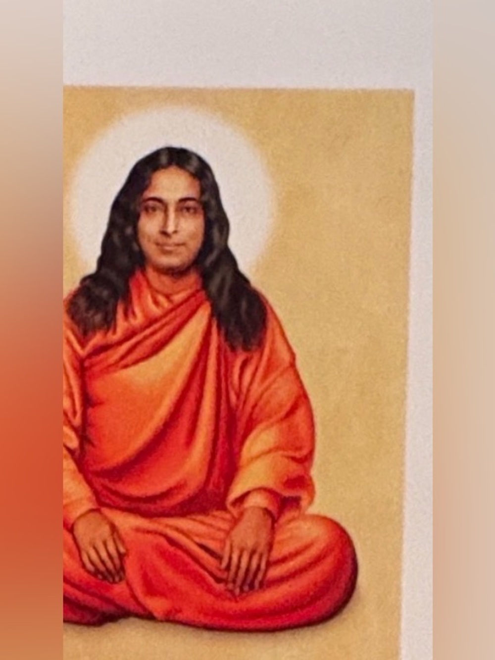 Spiritual Guru Illustration in paper of Paramhansa Yogananda. Printed. 3.5x4.25